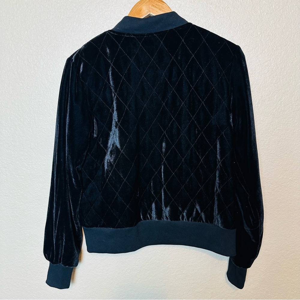 THML Women's Jacket Quilted Floral Embroidered Velvet Black Full Zip Size Small - Picture 4 of 6